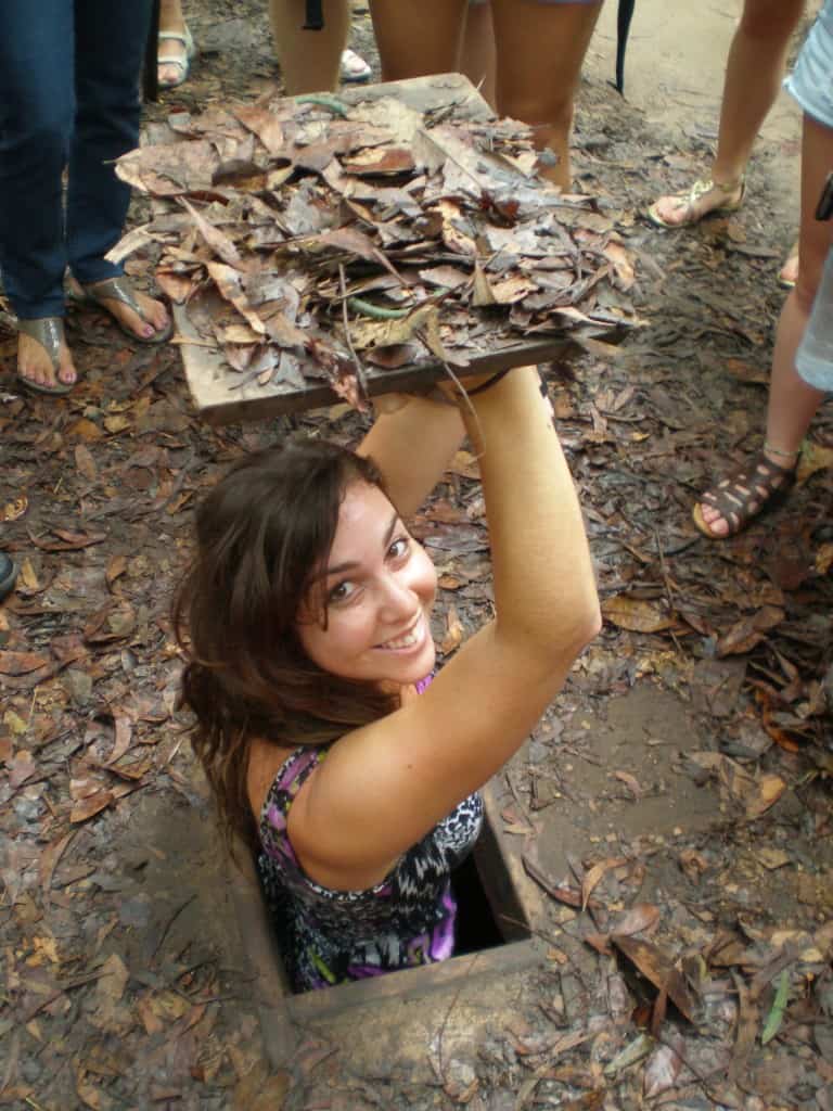 cu chi tunnels sniper hole vietnam saigon