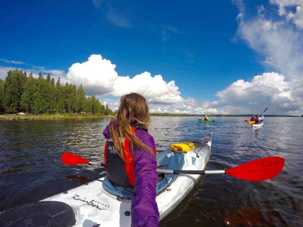 Kayaking in Lulea Sweden in summer