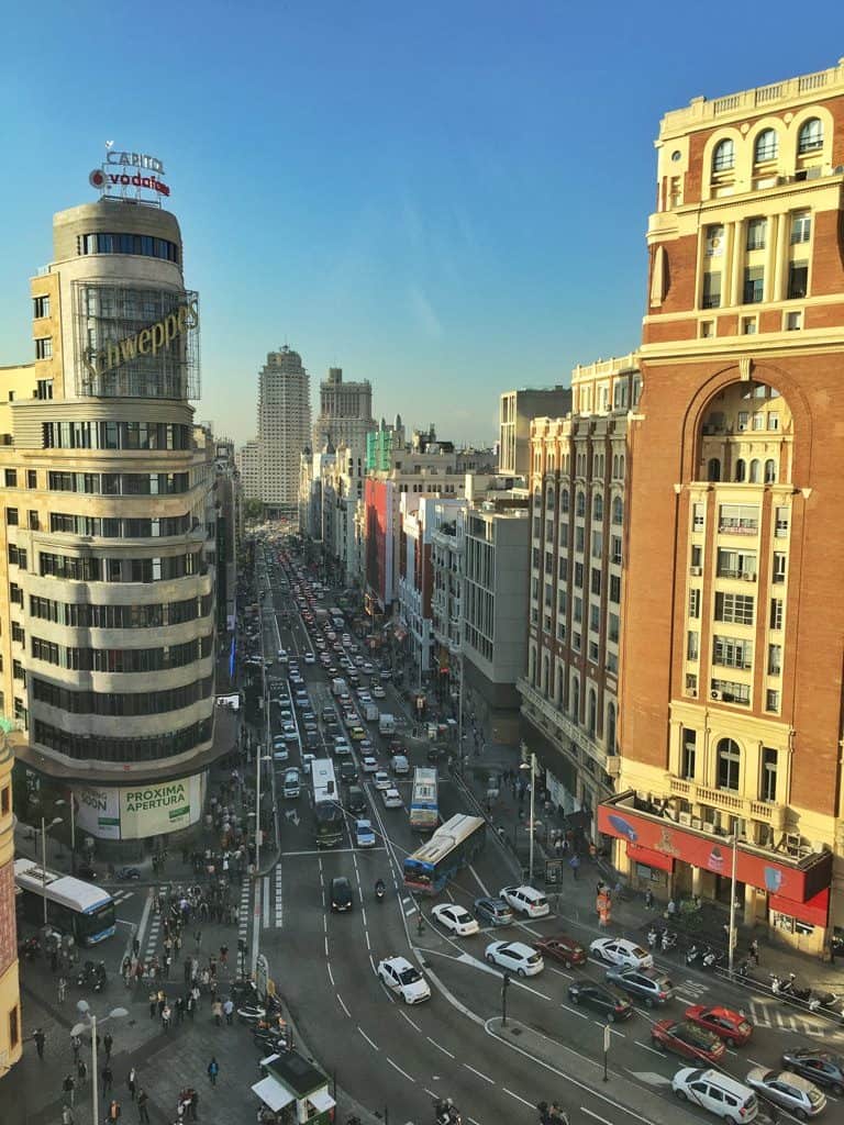 Gran Via, Madrid, Spain in autumn