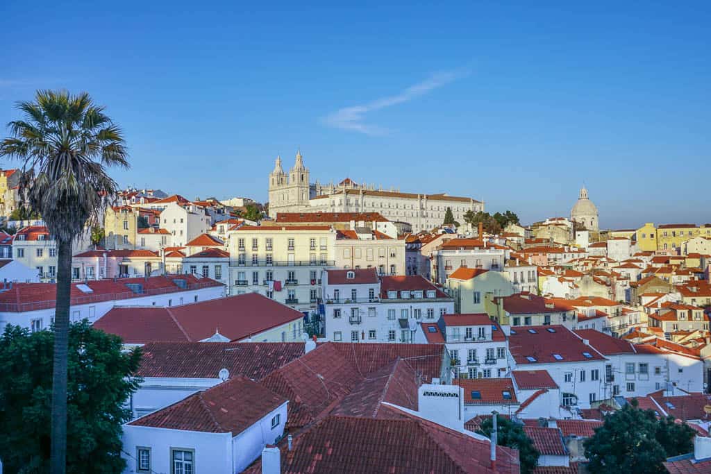 Views of rooftop in Lisbon in Europe in Spring