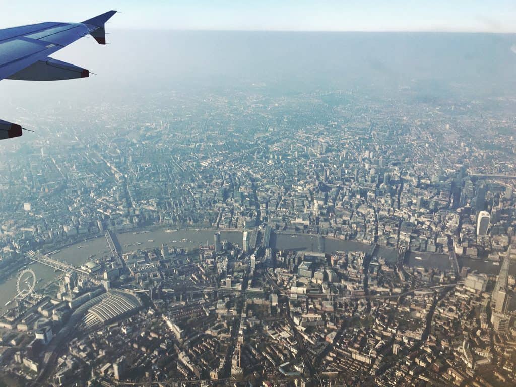 View of the Thames London from a plane - London in Four Days