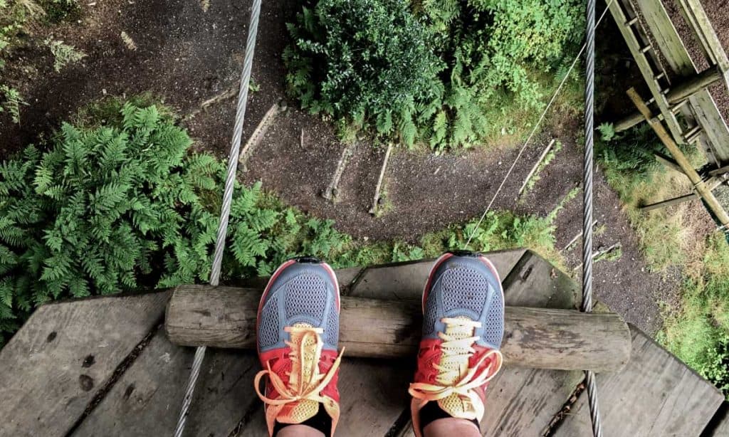 Go Ape - On ledge looking down - Stirling with Kids