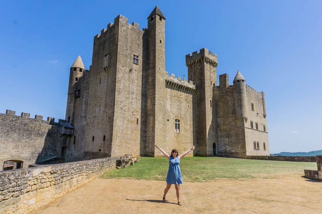 Baby in Europe - Dordogne Franc - Standing in front of French Chateau