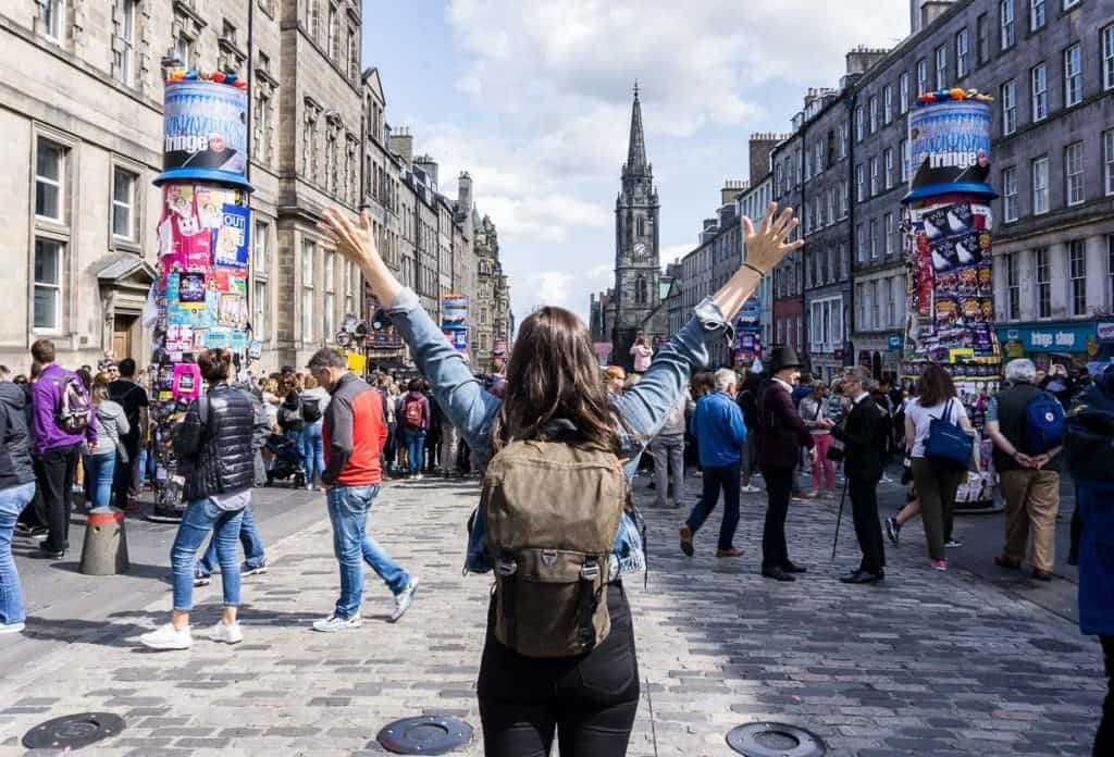 Edinburgh Festivals August - Standing on the Royal Mile