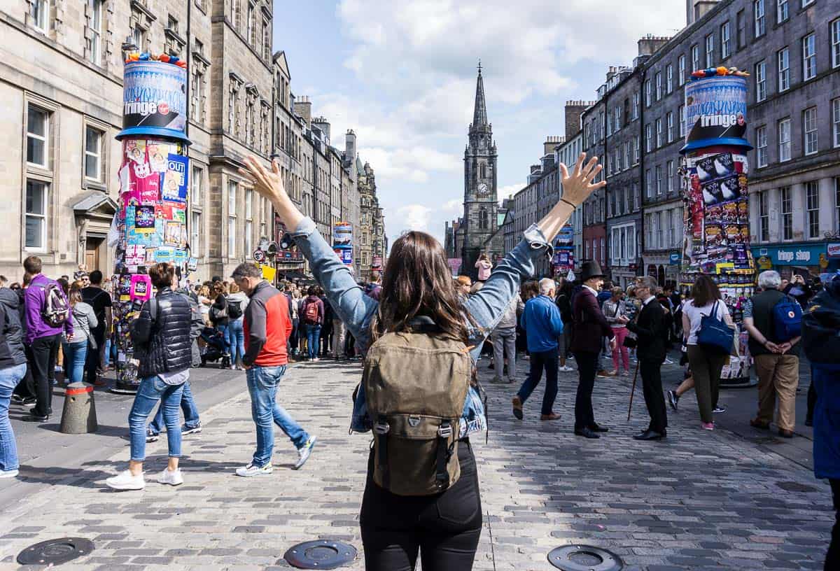 Edinburgh Festivals August - Standing on the Royal Mile