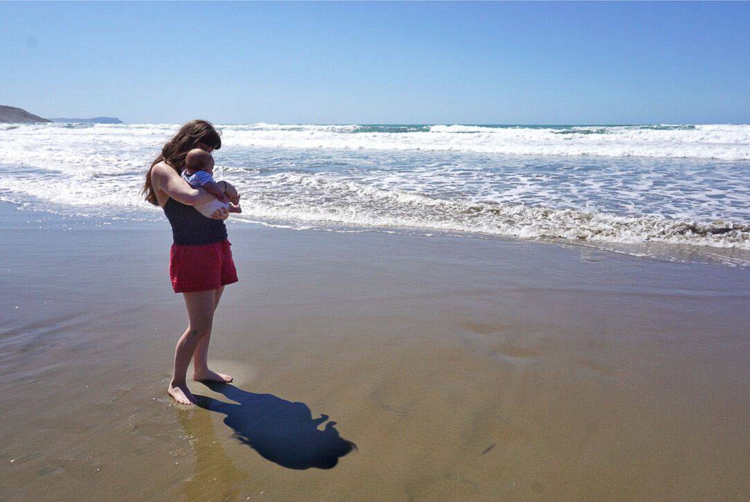 Akitio Beach with baby