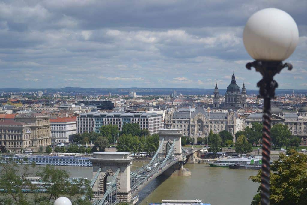 Budapest - View of Old Chain Bridge from Pest