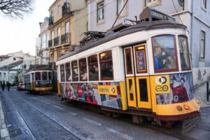 Lisbon Itinerary: Yellow tram in Lisbon