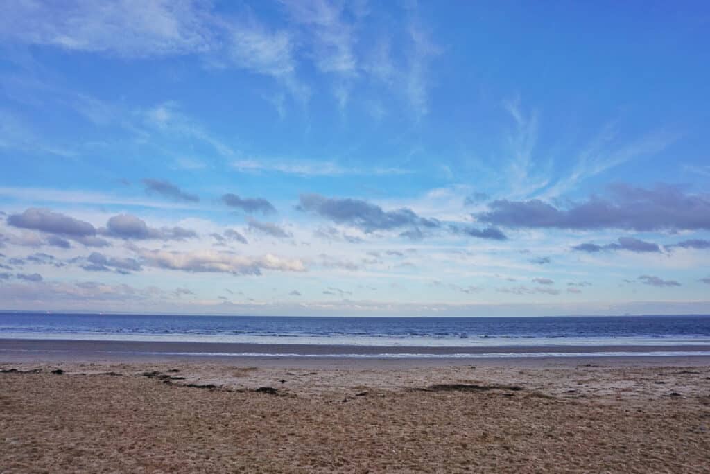 Beach, sea and blue sky at Portobello Edinburgh