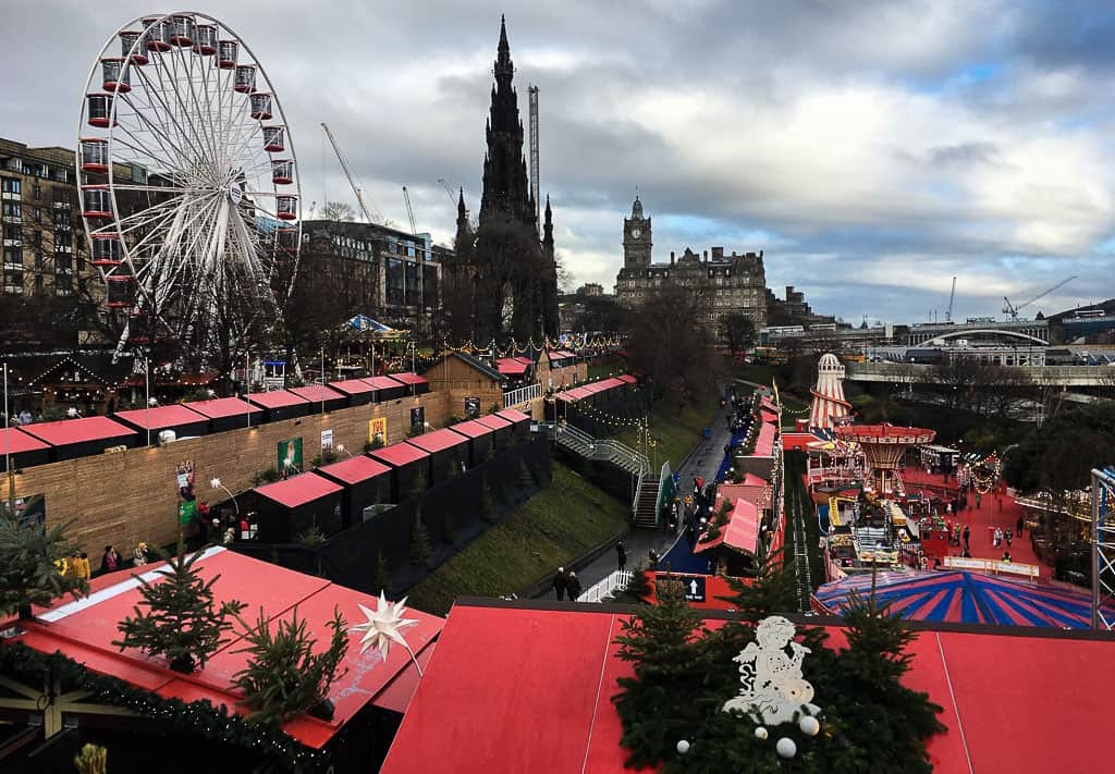 Edinburgh in winter - View of Christmas Market