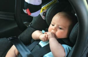 Baby in Car Seat on Road Trip with Baby