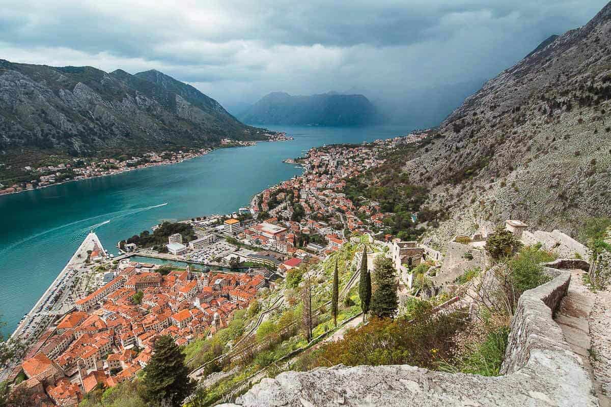 Europe in Spring - Montenegro - View of Kotor Bay and mountains