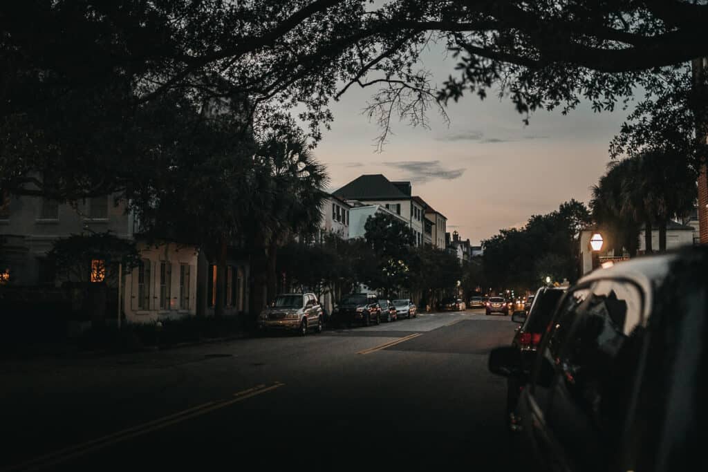 Romantic Places in the USA - Charleston Street at dusk