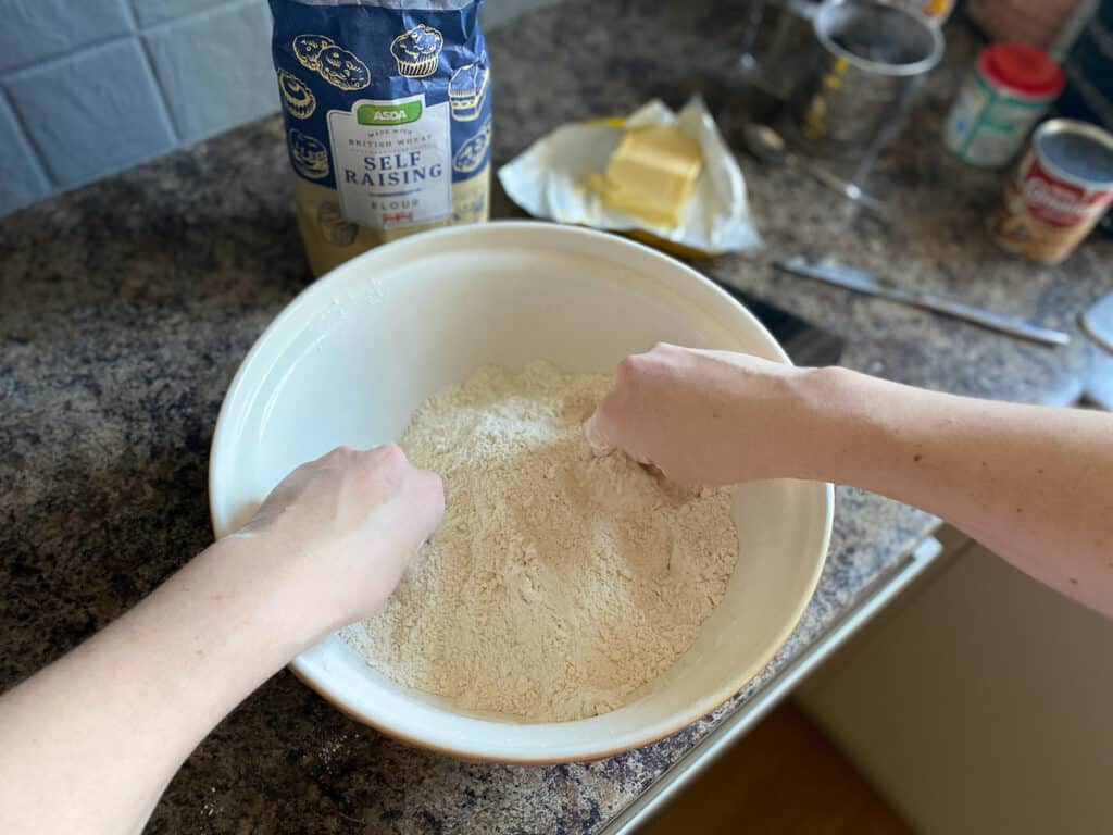 Scone recipe - rub butter into flour