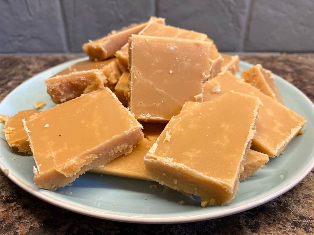 Traditional Scottish Tablet on a plate 
