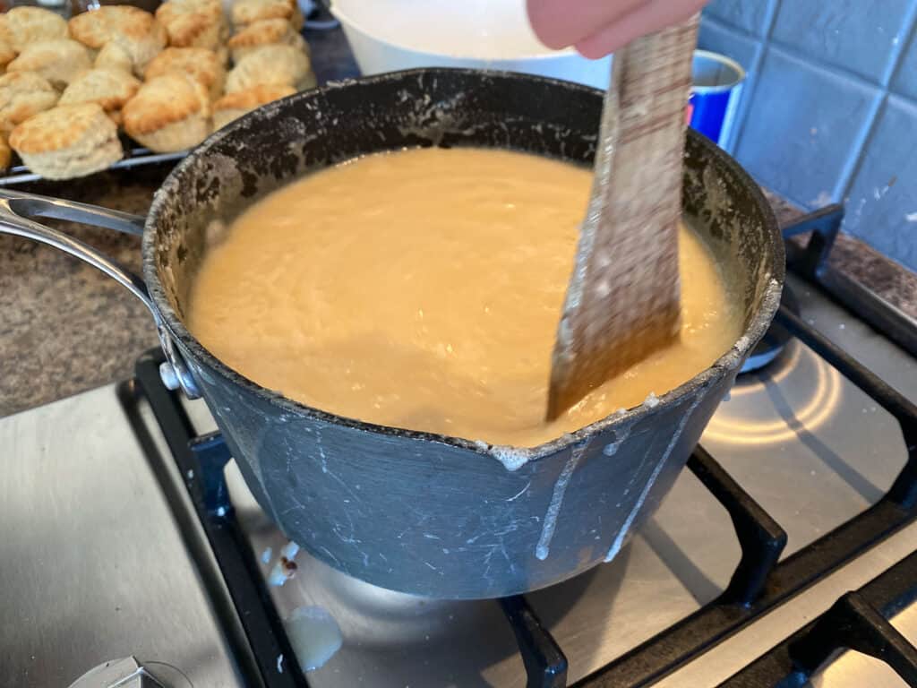 Homemade tablet cooking in a pan