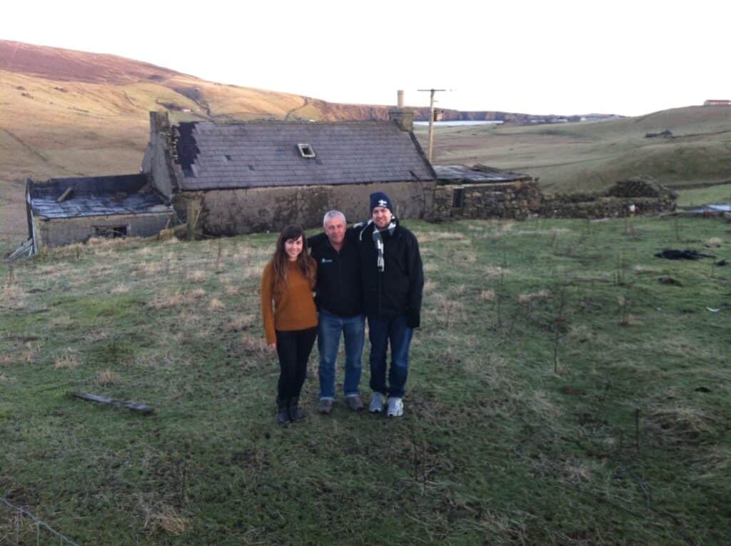 Outside ancestral family home in Shetland