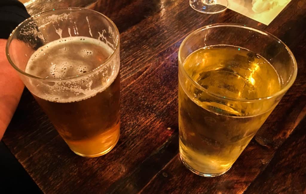 Two Pints of Beer at a pub in London