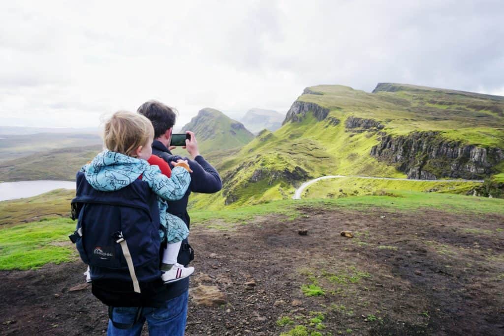 Man and toddler on the Isle of Skye