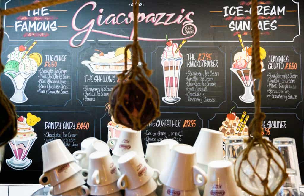 Giaccopazzis Ice Cream Shop Menu - Scottish Borders