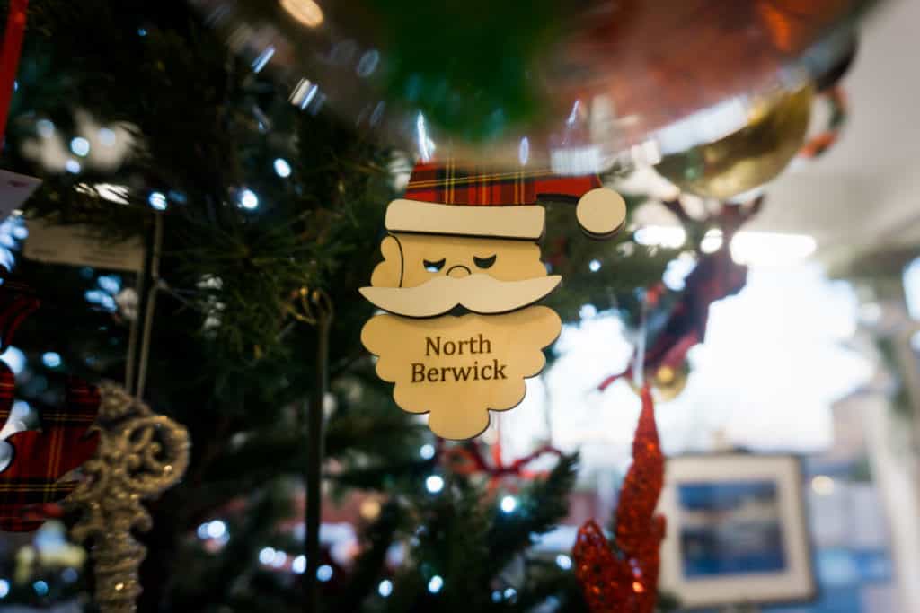 North  Berwick Christmas ornament in a tree