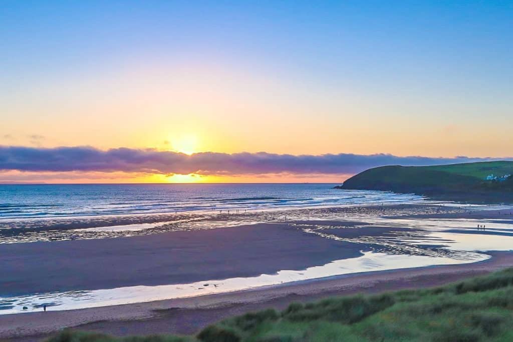 Croyde Beach sunset in Southern England