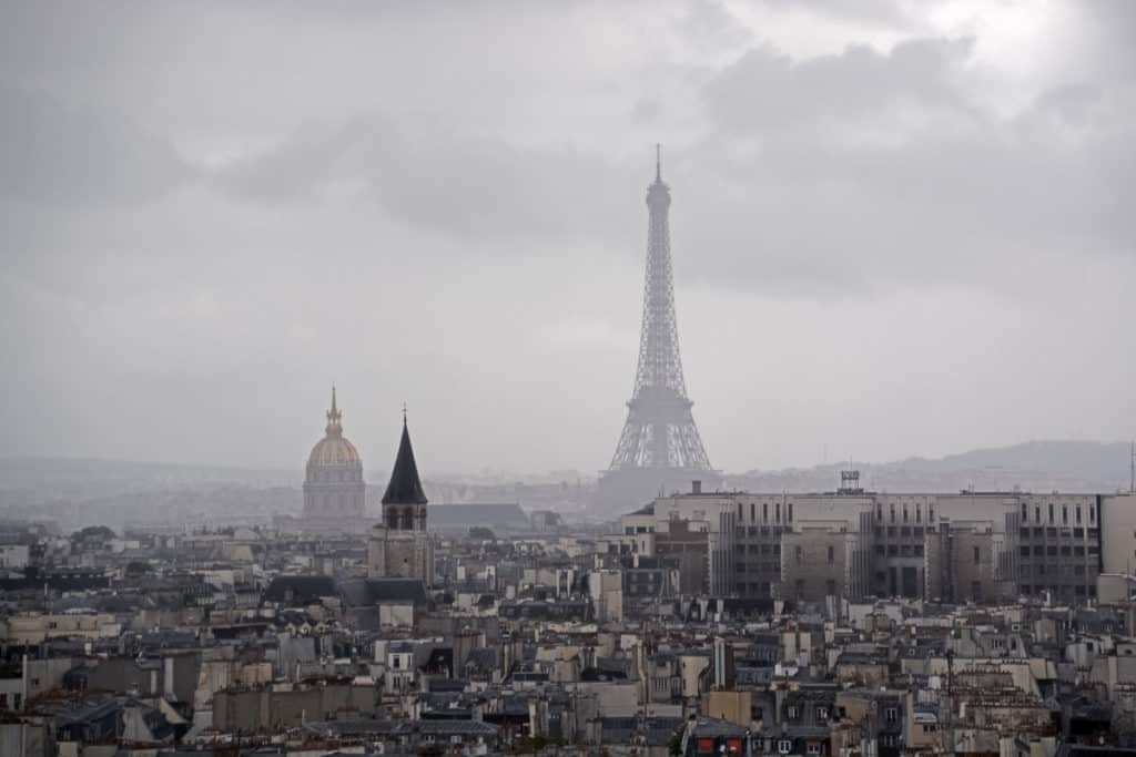 Paris in winter-view of the Eiffel Tower