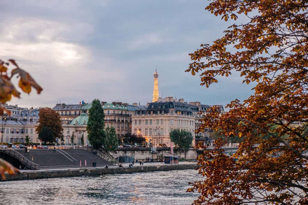 Winter river view of Paris