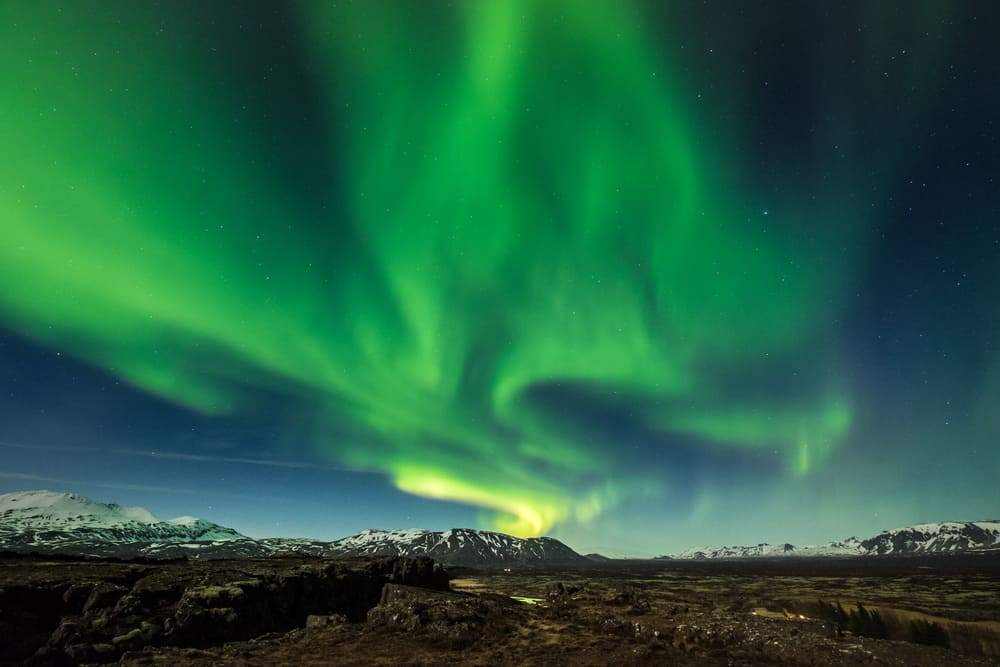 The Northern Lights in Europe - Thingvellir Iceland